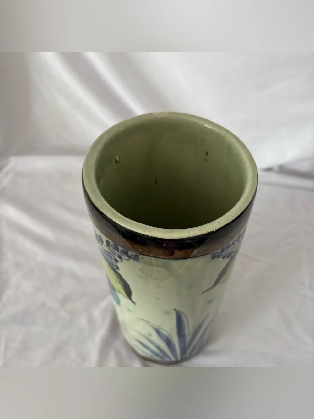 Vintage tonala bird ceramic vase pottery hand painted talavera home decor boho